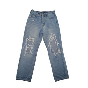 Aeropostale 90s Baggy Jeans Womens Size 8 Light Wash Distressed Y2K